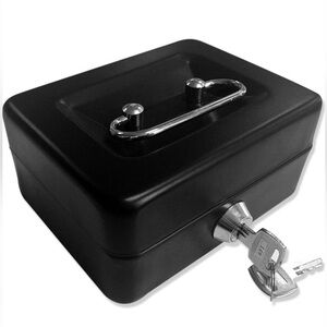 Jssmst Locking Small Steel Cash Box with Lock Box, Black, Small
